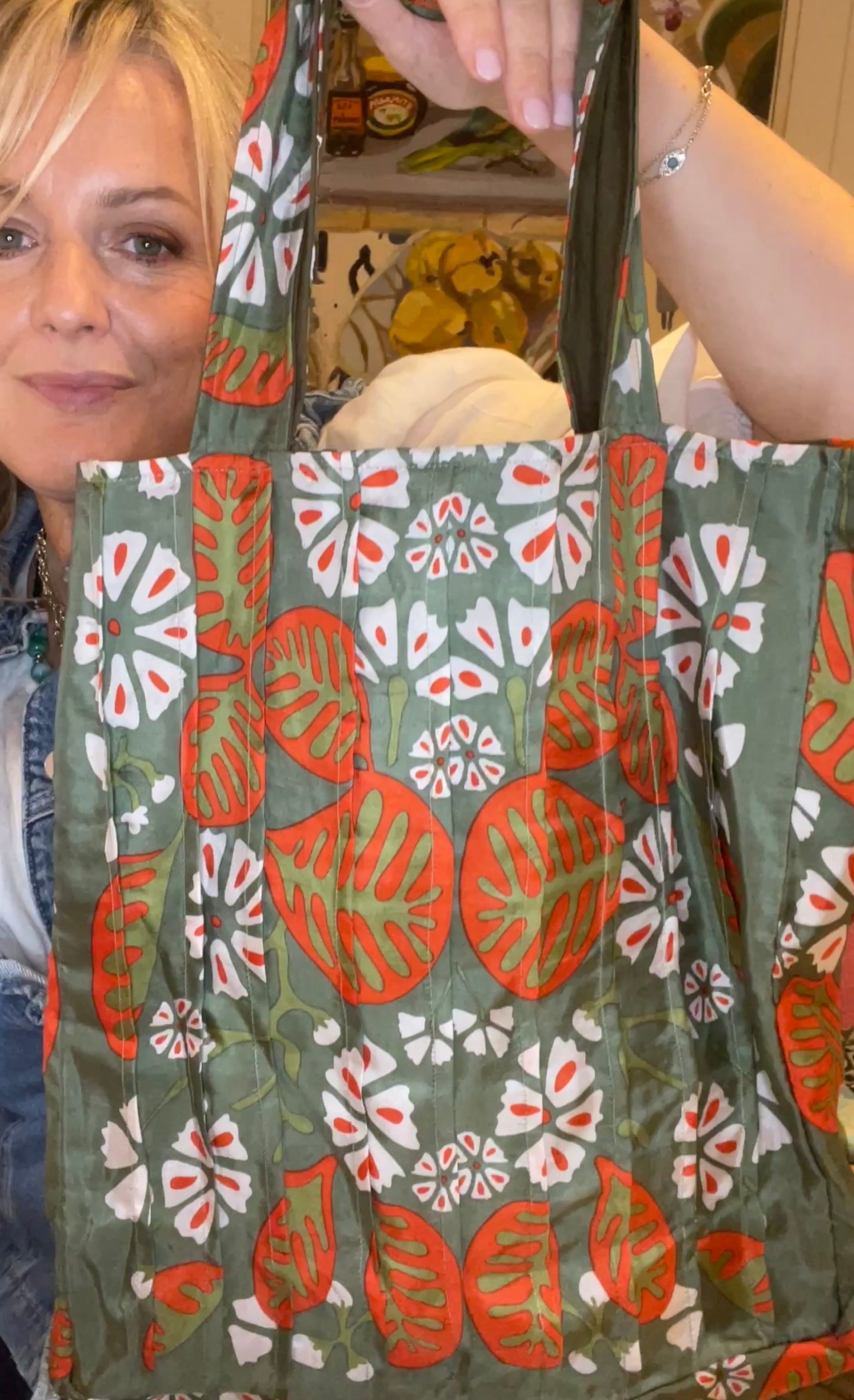 Upcycling Silk Bag Musette Tahiti Khaki