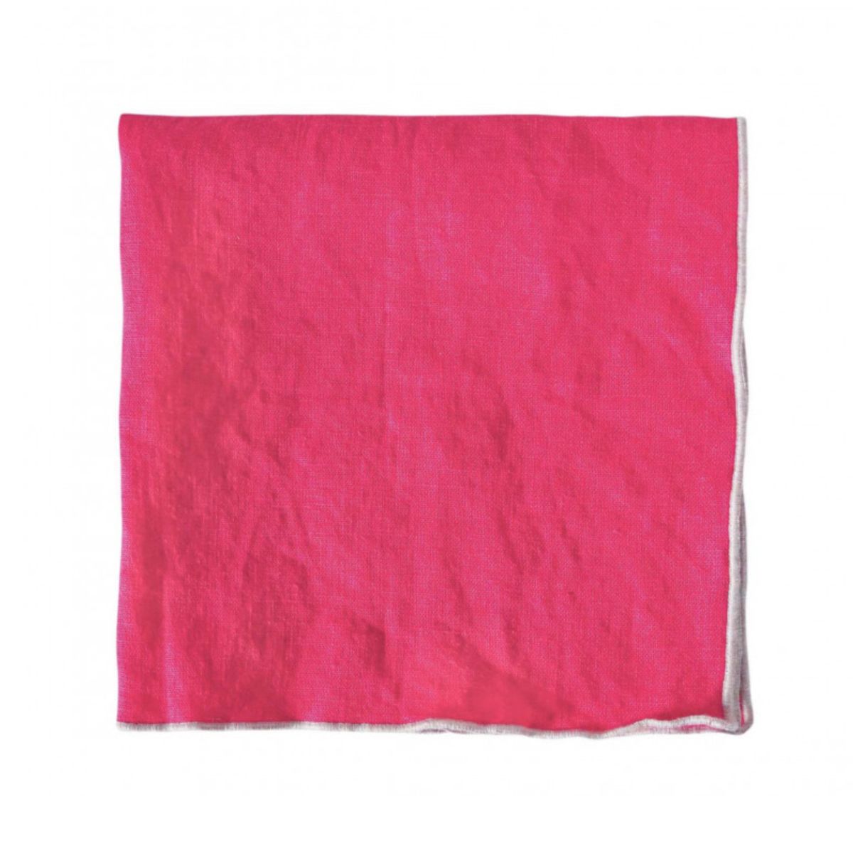 Linen Napkin - Bright Raspberry w/ White