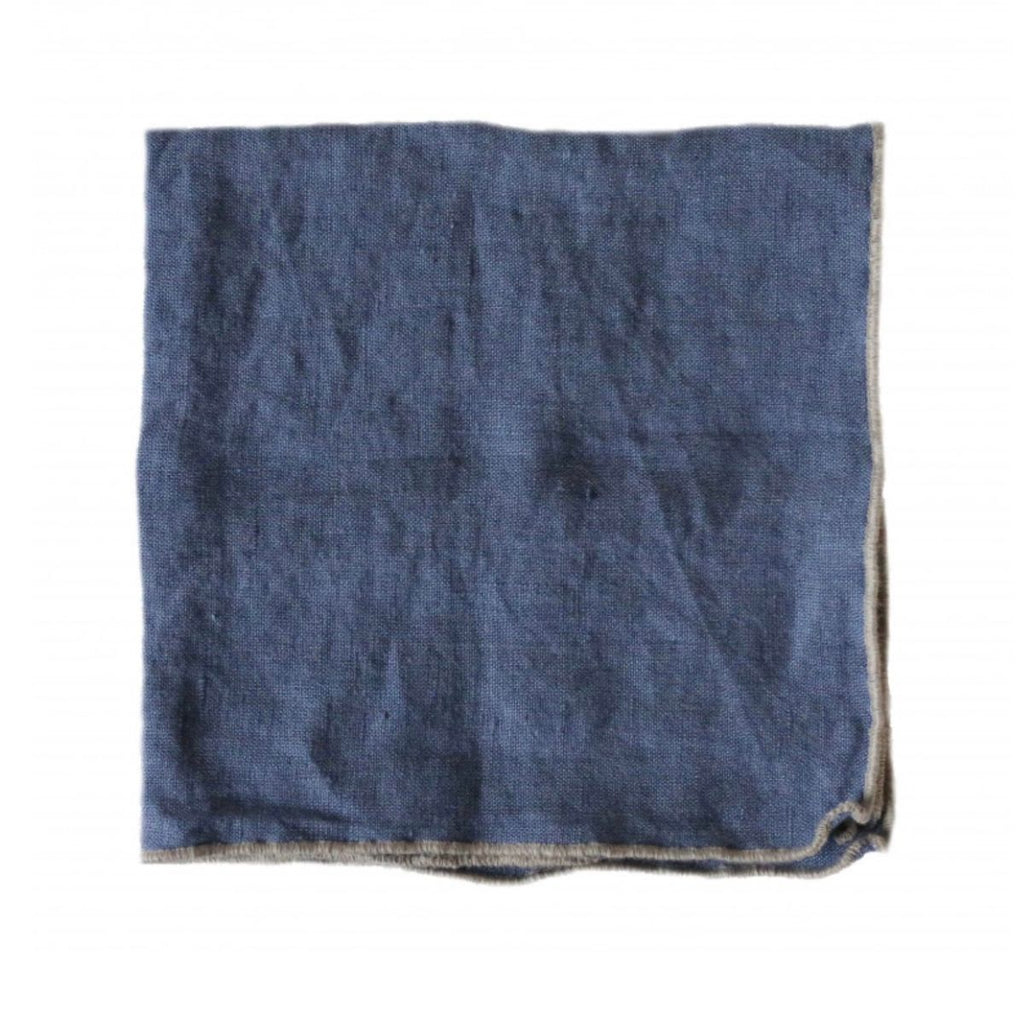 Linen Napkin - Denim Navy Blue w/ Natural