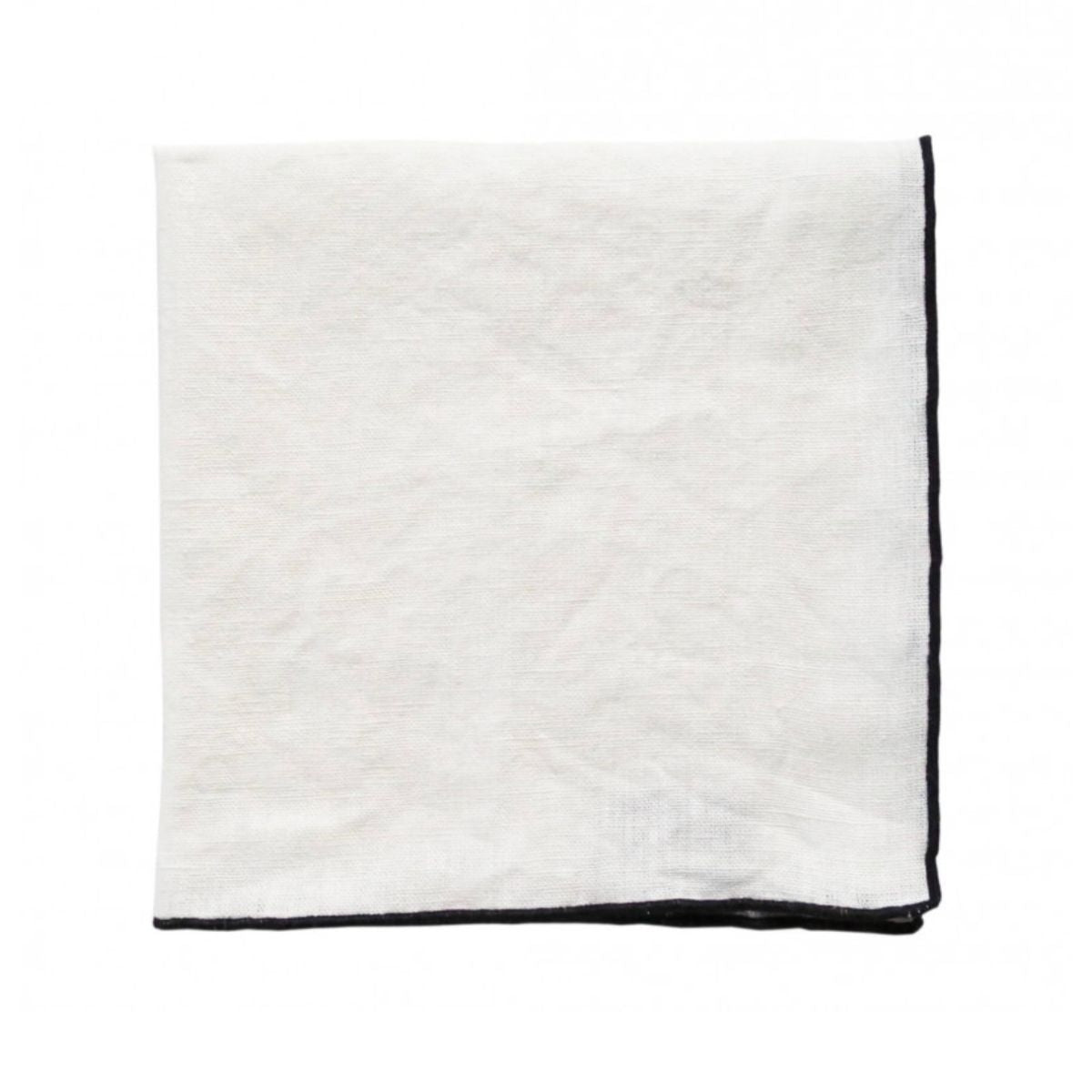 Linen Napkin - White linen w/ Navy
