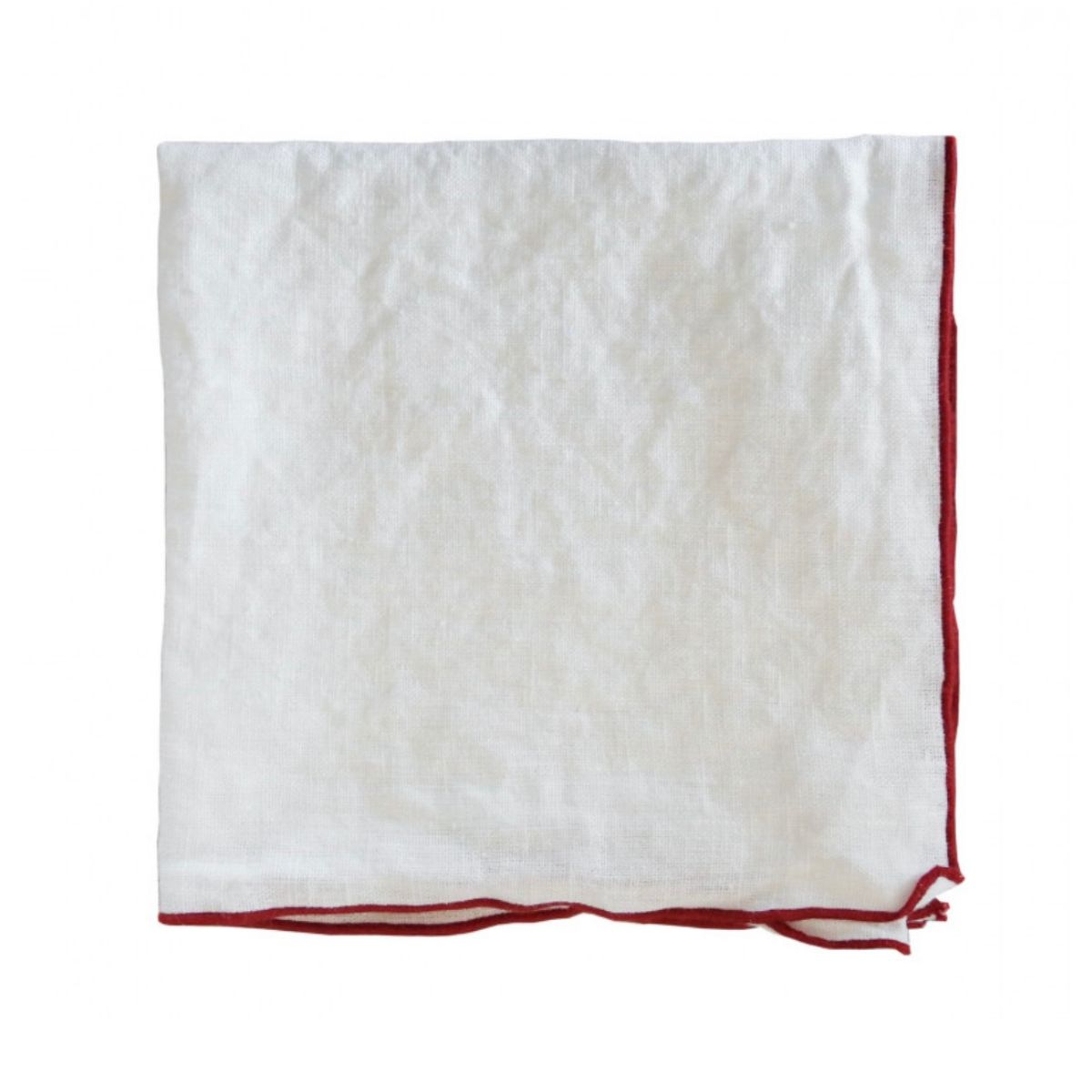 Linen Napkin - White w/Crimson