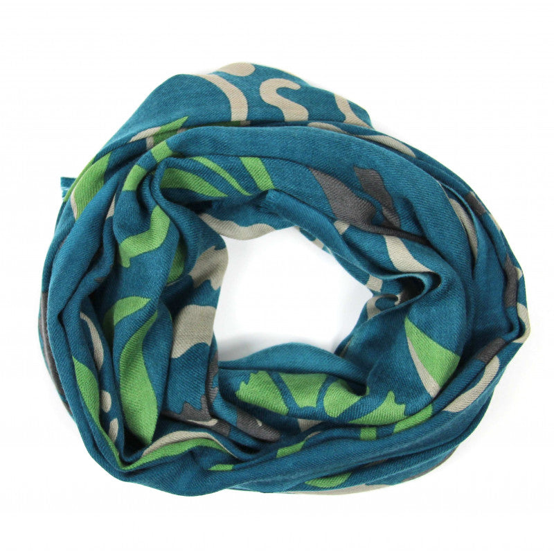 Indira Blue Wool Scarf