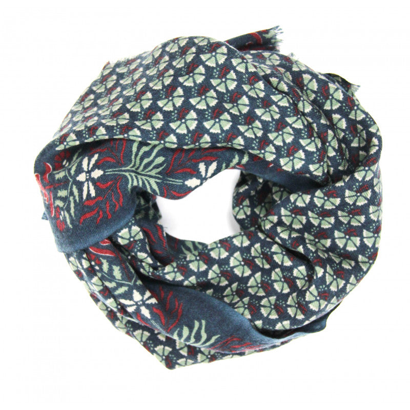 Marigold Navy Wool Scarf