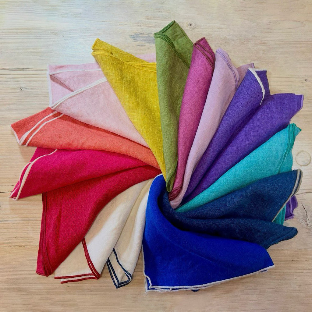 Linen Napkin - Dark Purple w/ White